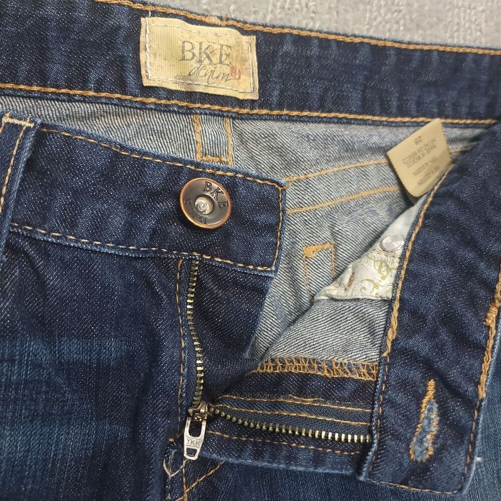 BKE Denim Womens 28 (30x20) Jeans Cropped Low Rise Stretch Embroidered Blue - Picture 4 of 11